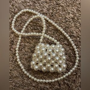Mini Faux Pearl Beaded Crossbody Bag